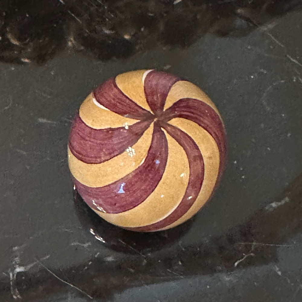 Mackenzie-Childs Handpainted Ceramic Swirl Gold & Maroon Decorative drawer knob